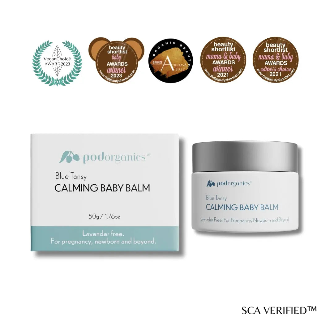 Pod Organics Nappy Balm open tin with natural ingredients for baby’s skin