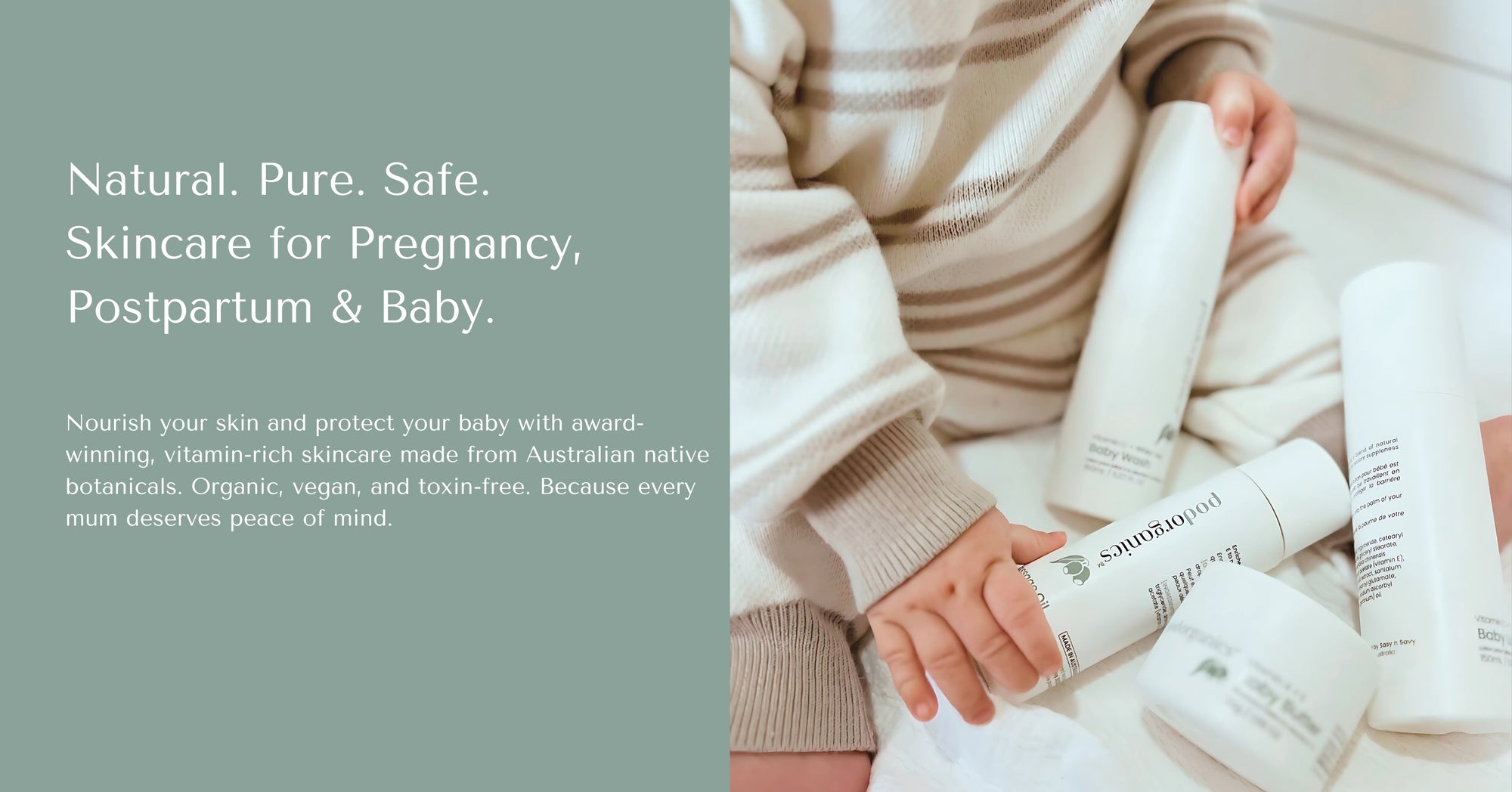 pregnancy skincare, postpartum skincare, natural baby skincare, organic baby products, Australian vegan skincare